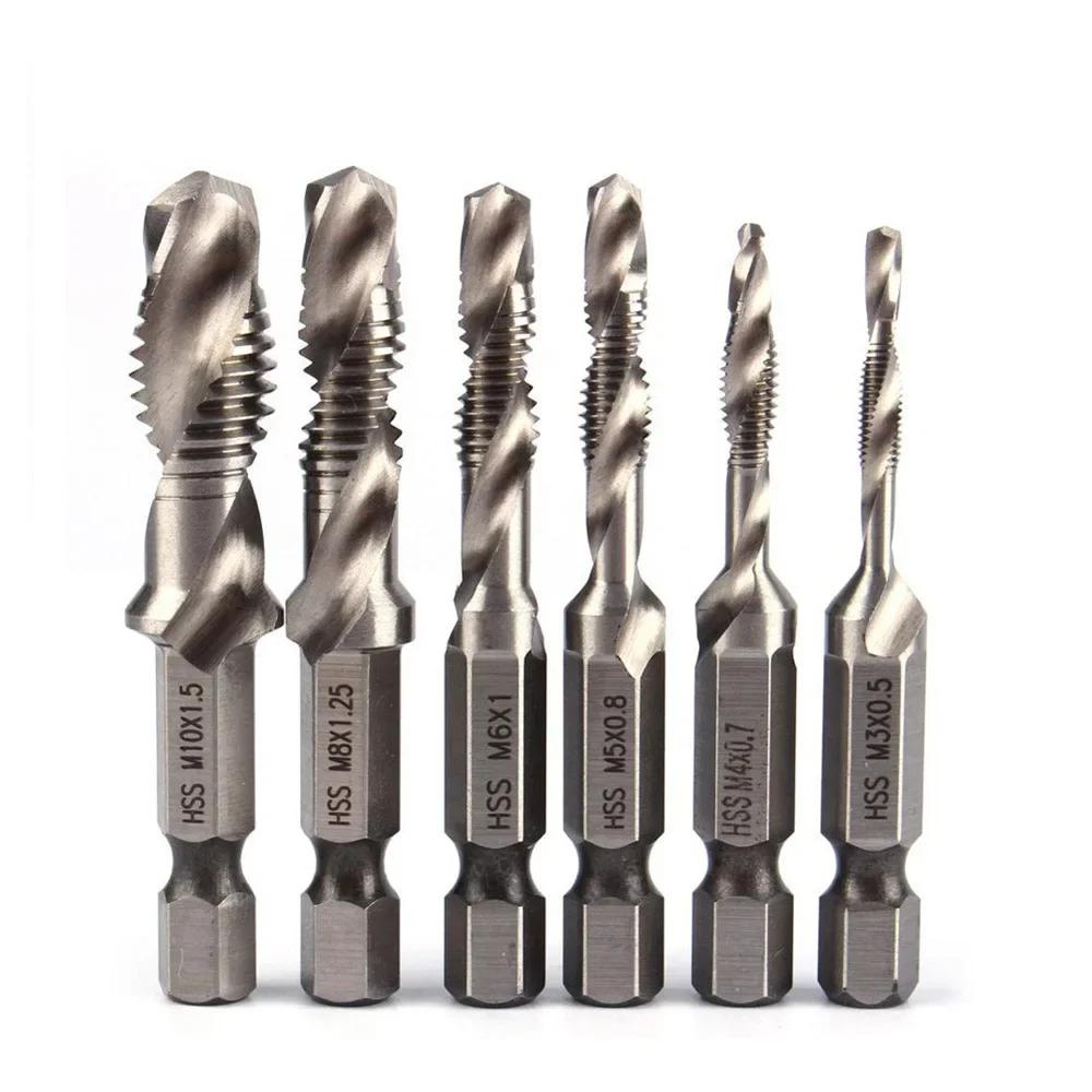 HSS4341 Tap Bit M3 M4 M5 M6 M8 M10 Spiral Flute Tap Drill Bit for Wood Plastic Aluminum Alloy Hand Tools Taps and Dies Set