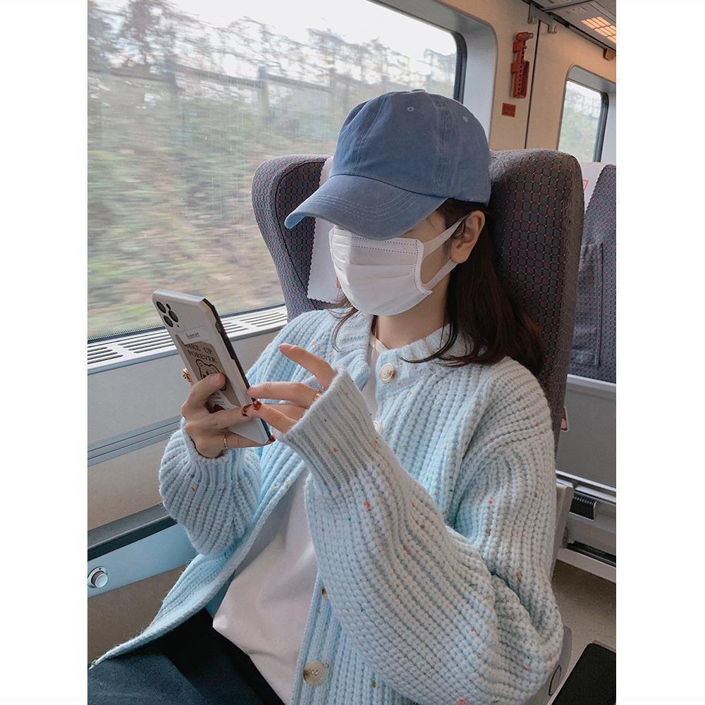 

Женский вязаный кардиган в мягком голубом цвете в ленивом стиле - Модный японский свитер-пальто в нежном стиле для весны/осени L жёлтый