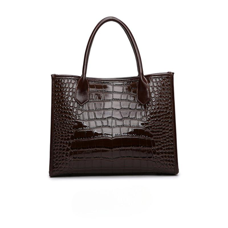Tote Bag Crocodile Pattern Patent Leather Shiny Bread Bag High-end Fashion Commuter Bag Large Capacity Handbag for Women
