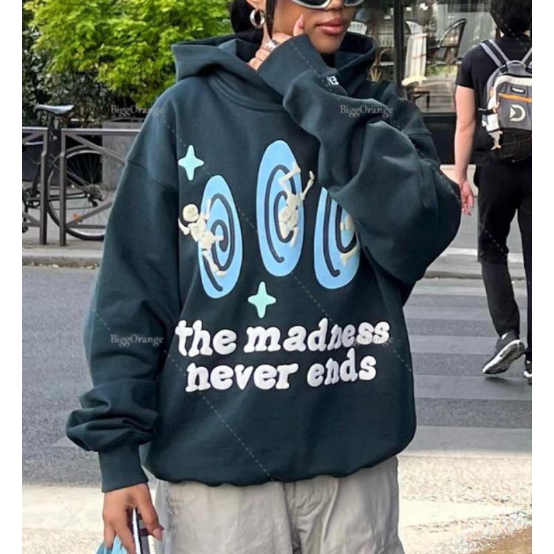 Y2k Letter Print Blue Hoodies Men Clothes Couples 3D Tops Sweatshirt Goth Streetwear Tracksuit Women Clothing Oversized Hoodie