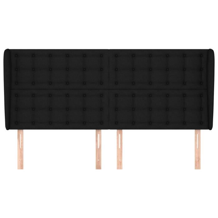 VidaXL Tête de lit avec oreilles Noir 203x23x118-128 cm Tissu3118414