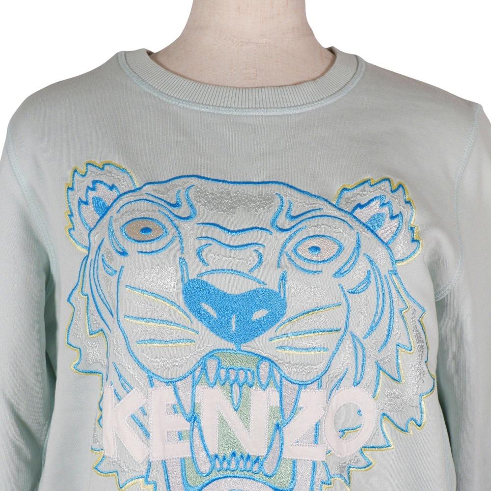 KENZO tiger print sweat F962SW7054XA light blue cotton Women Used