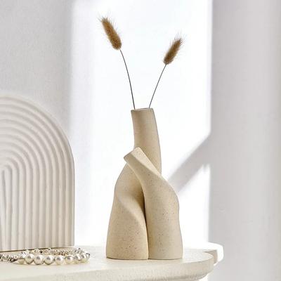 Nordic Style Handmade Ceramic Frosted Desktop Vase Hydroponics Vase Dried Flower Arrangement Bottle Flower Pot Home Ornament