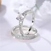 Luxury Female 2pcs Small Round White Zircon Stone Ring Set Promise Gold Color Wedding Engagement Jewelry For Women
