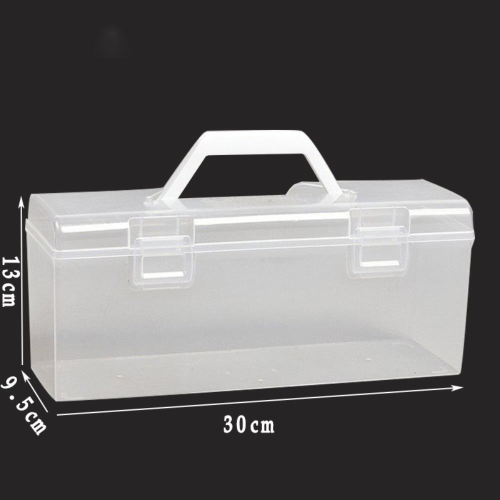 Plastic Clear Storage Box Clear Desktop Organizer Marker Pen Storage Holder with Handle Calligraphy Toolbox Stationery Storage