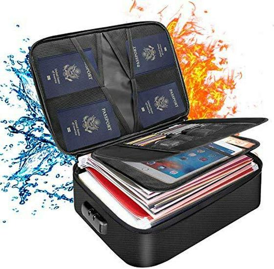 Fireproof Multi-Layer Document and Passport Organizer Bag