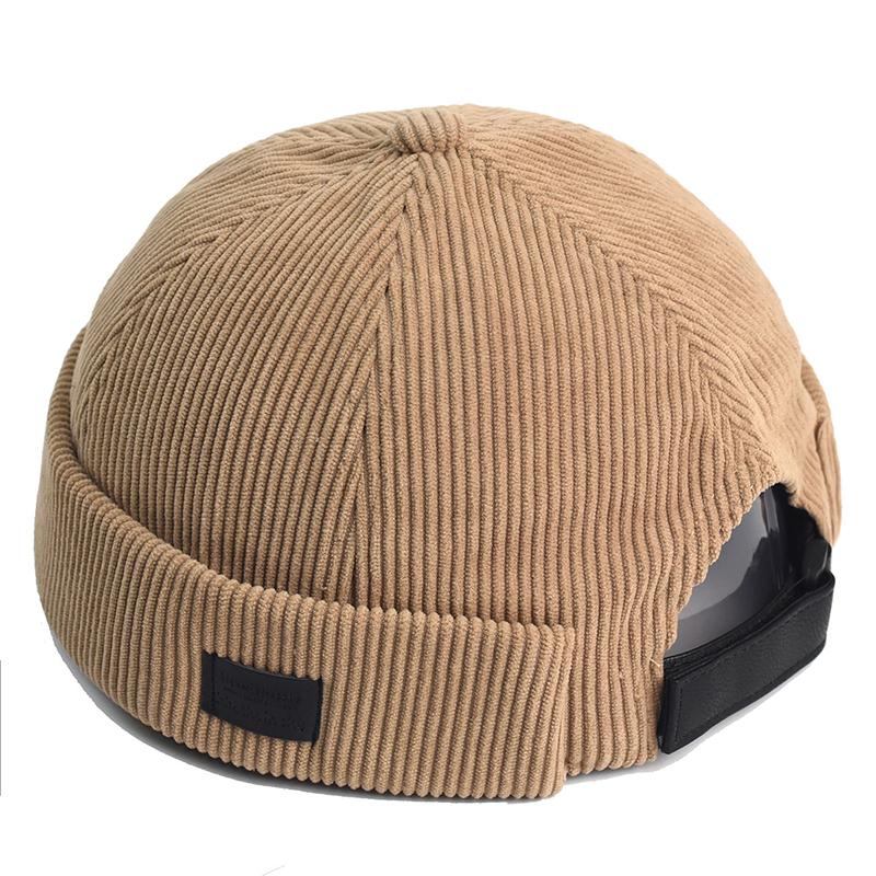 New Corduroy Docker Cap Without Visor Thickening Vintage Winter Autumn Brimless Caps Dome Beanie Hat Men Women Retro Street Hats