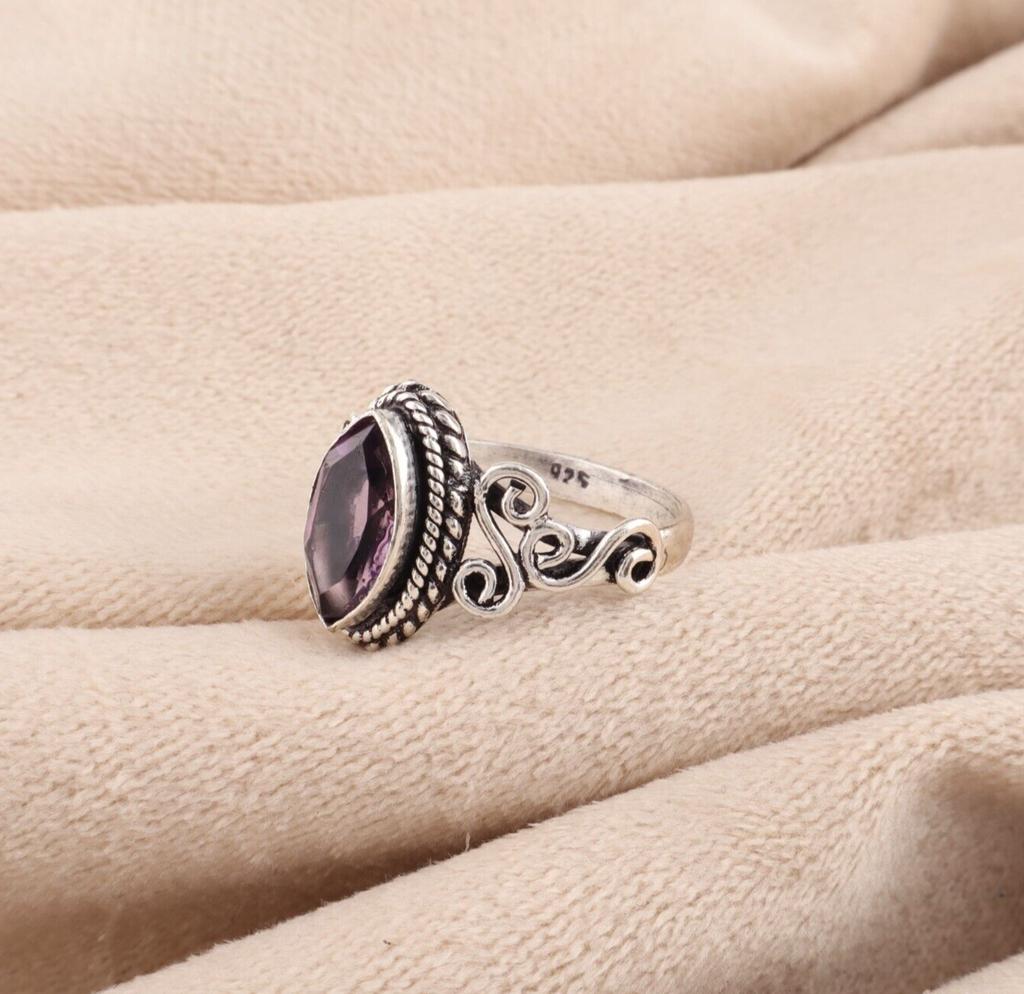 Amethyst Gemstone 925 Sterling Silver Jewelry Handcrafted Ring For Birthday Gift PR-1-6
