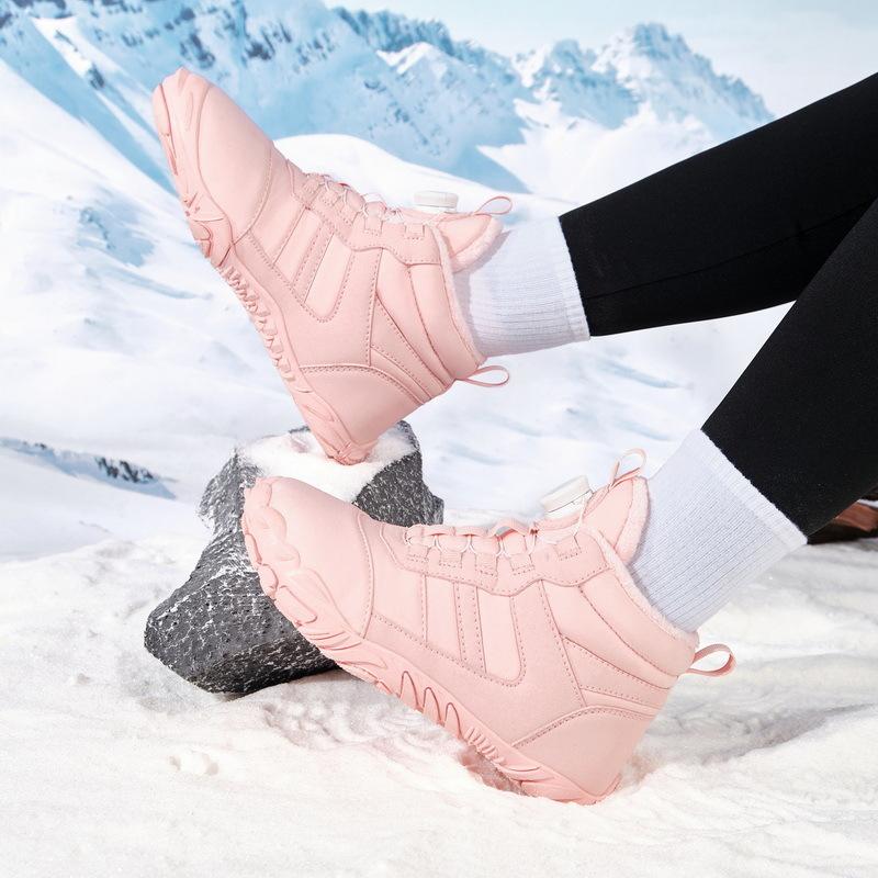 Winter parent-child five-finger cotton shoes short boots velvet warm waterproof non-slip snow boots wild camping hiking shoes