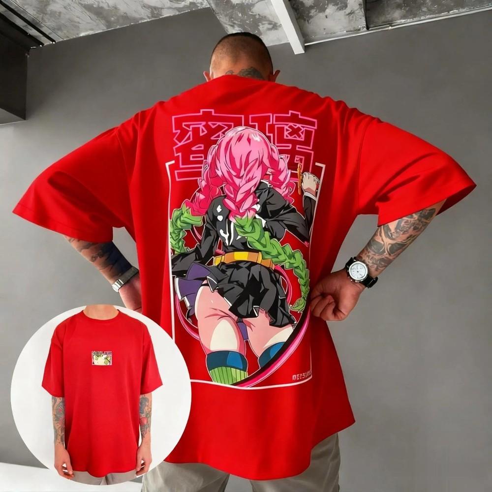 Demon Slayer Cotton T-Shirt Anime Cartoon Mitsuri Kanroji Graphic Printed Tee XL