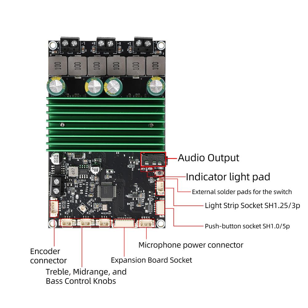 TPA3116 Bluetooth Amplifier Board 2.1 Channel 2x50W+100W High Power with Mobile App Tuning for Home Karaoke DIY Audio
