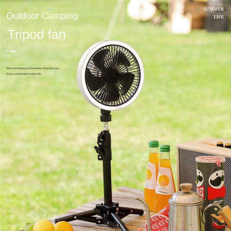 Camping Fan Multifunction USB Desk Tripod Stand Air Cooler Fan 10000Mah With Night Light For Outdoor Ceiling Fan