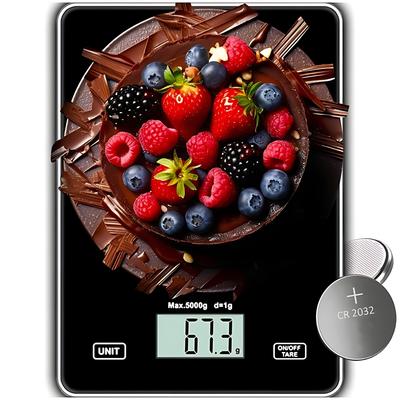 Electronic Kitchen Scale Precise LCD Touch Black Glass 5Kg / 1G