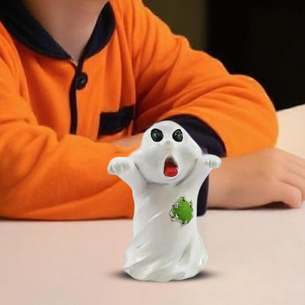 Halloween Ghost Figurine Ghost With Pumpkin Desk Ornament Spooky Resin Sculpture Desk Display Ornaments For Bedroom Entryway