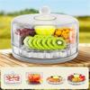 Clear 4 Section Rotating Cold Storage Tray for Parties Snacks Veggies Ideal for Outdoor Gatherings Barbecues Storage