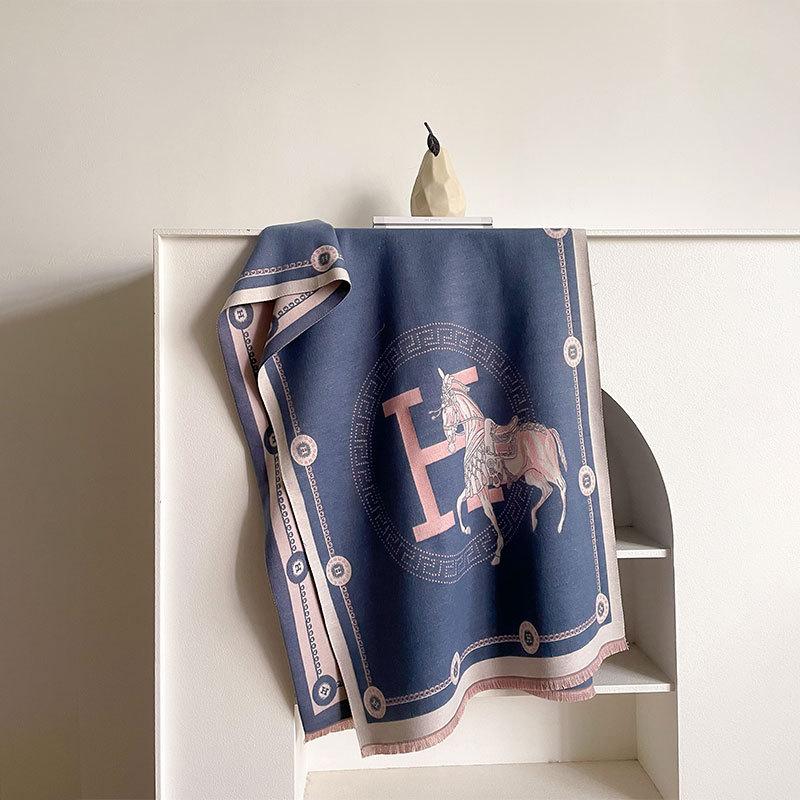 Autumn And Winter Popular Shawl Outside Women'S Scarf Office Blanket Cashmere Fringed Warm Scarf Live Stream