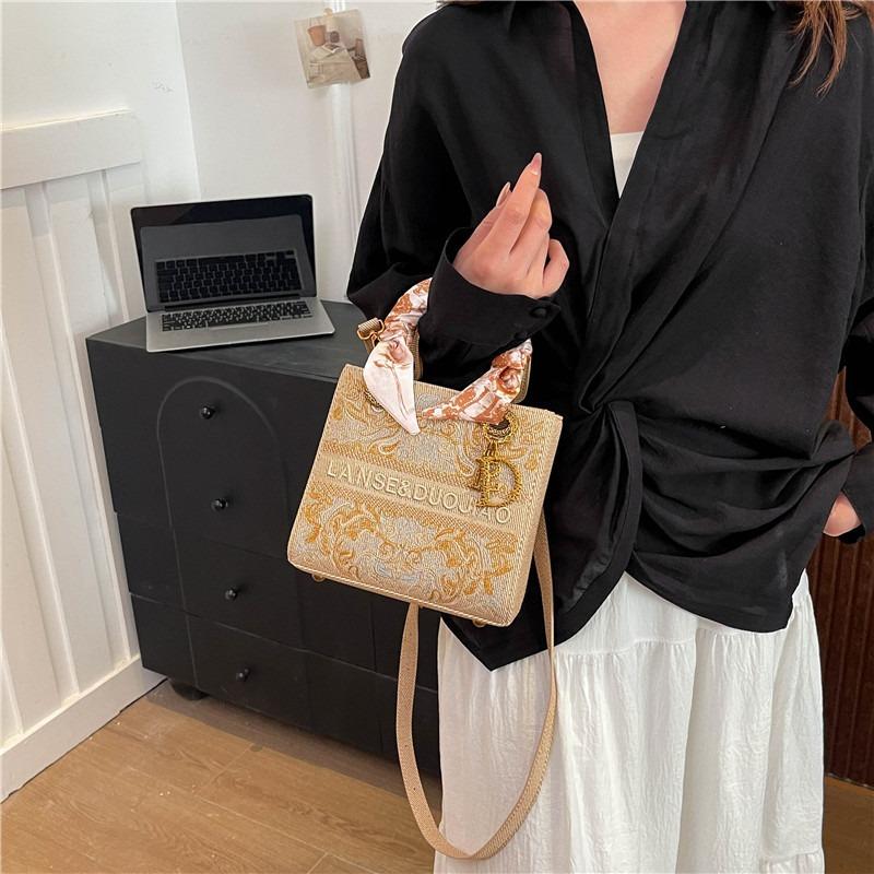 New heavy industry embroidered retro silk scarf portable Princess Diana bag versatile shoulder messenger bag