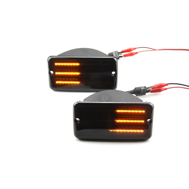 Fit For Jeep Wrangler TJ 97-06 Dynamic Amber LED Front Bumper Side Marker Lights White Parking Light Turn Signal Blinker Lamp