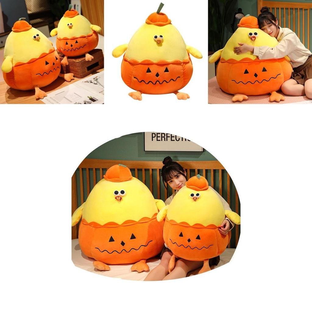Funny Doodle Chicken Plush Toy Pumpkin Doll Cartoon Stuffed Animal For Halloween Gift