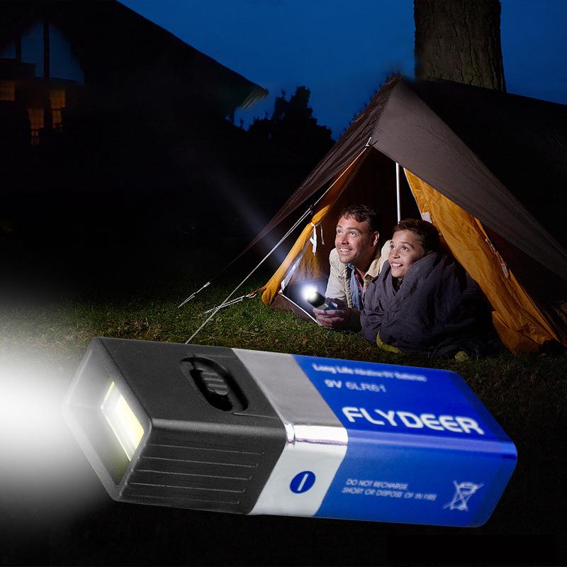 9V Battery Flashlight 9V Mini Led Key Light 6F22 Battery Cob Outdoor Lighting Work Light Battery Not Included