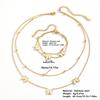 INS Style Titanium Steel Sweet Butterfly Pendant and Double Layer Bead Clip Jewelry Set for Women