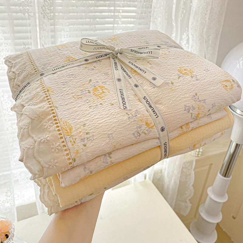 

Цветочный Комплект Постельного Белья Корейский Стиль Комплект Пододеяльника Комплект Постельного Белья Комплект Простыней 2 Наволочки Односпальный Двуспальный Размер Queen Для Студента 150x200cm 3pcs