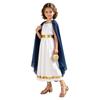 Disfraz Griego Romano para Niñas de Halloween Túnica con Chal Lateral de Contraste Cremallera Trasera Sin Mangas Vestido con Ribete Metálico para Cosplay