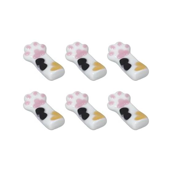 Chopstick Rest, Cat Paw, Calico, Set of 6, Glass, Cute, Tableware Accessory