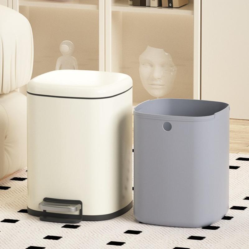 Stainless Steel Trash Can Large Capacity Foot Pedal Trash Bin Modern Simple Household Garbage Bins Kitchen Clean Accessories