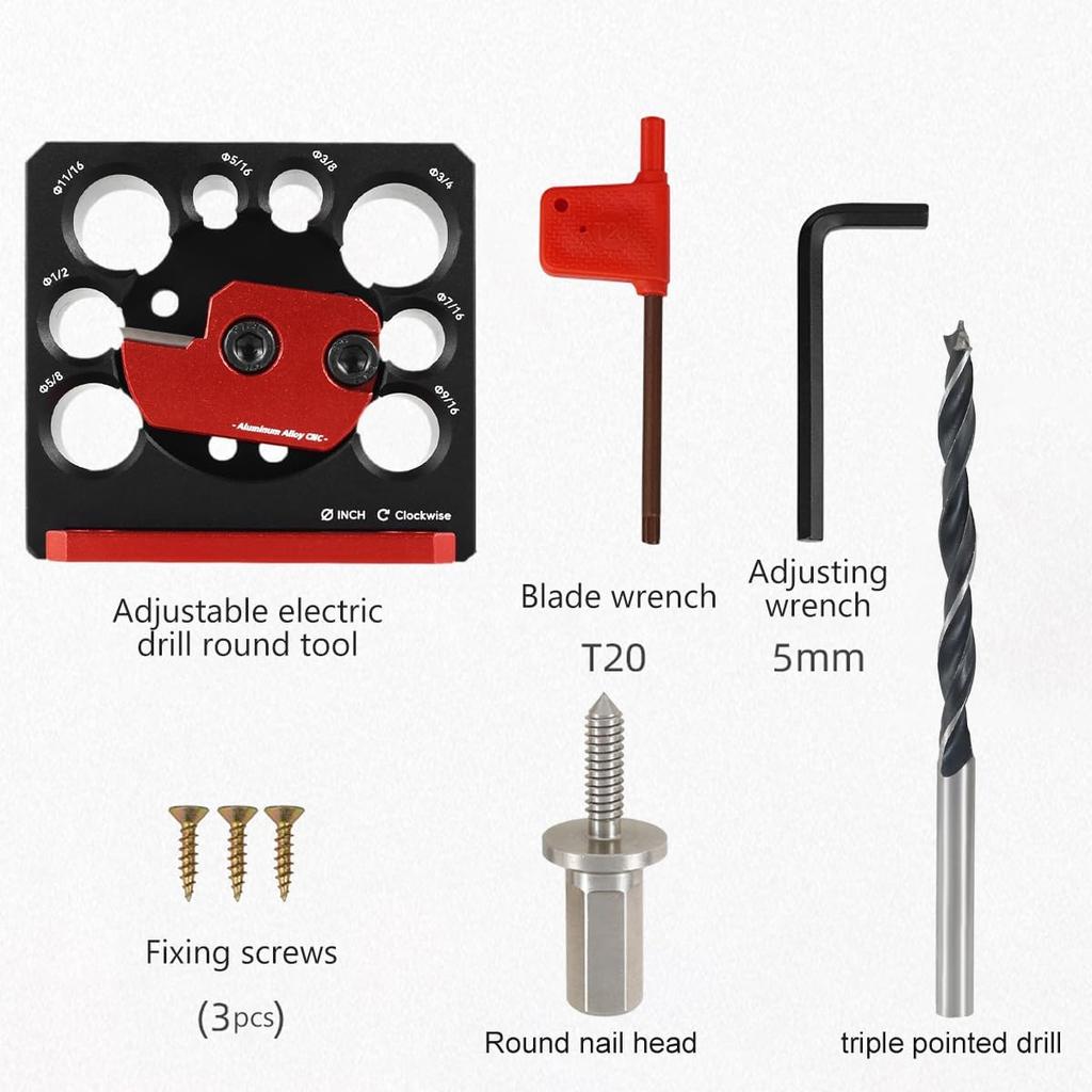 Dowel Maker Jig Kit 5/16-3/4inch Adjustable Dowel Maker Cutter 8 Holes Aluminum Alloy Dowel Round Rod Sticks Maker Jig Electric Drill Rod Auxiliary