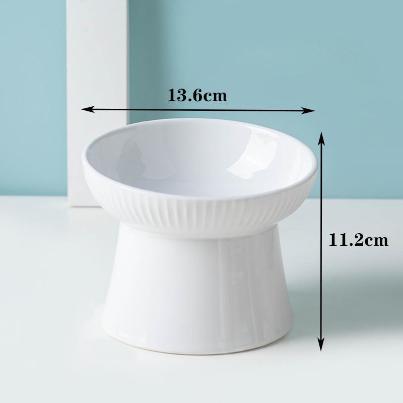 

1pc Ceramic Cat Bowl Dog Bowl Cute Slant Mouth Single Bowl Neck Protection High Foot Bowl Dog Basin Anti Overturning белый