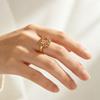 Adjustable Gold Zircon Sunflower Ring for Women - European & American Style Jewelry