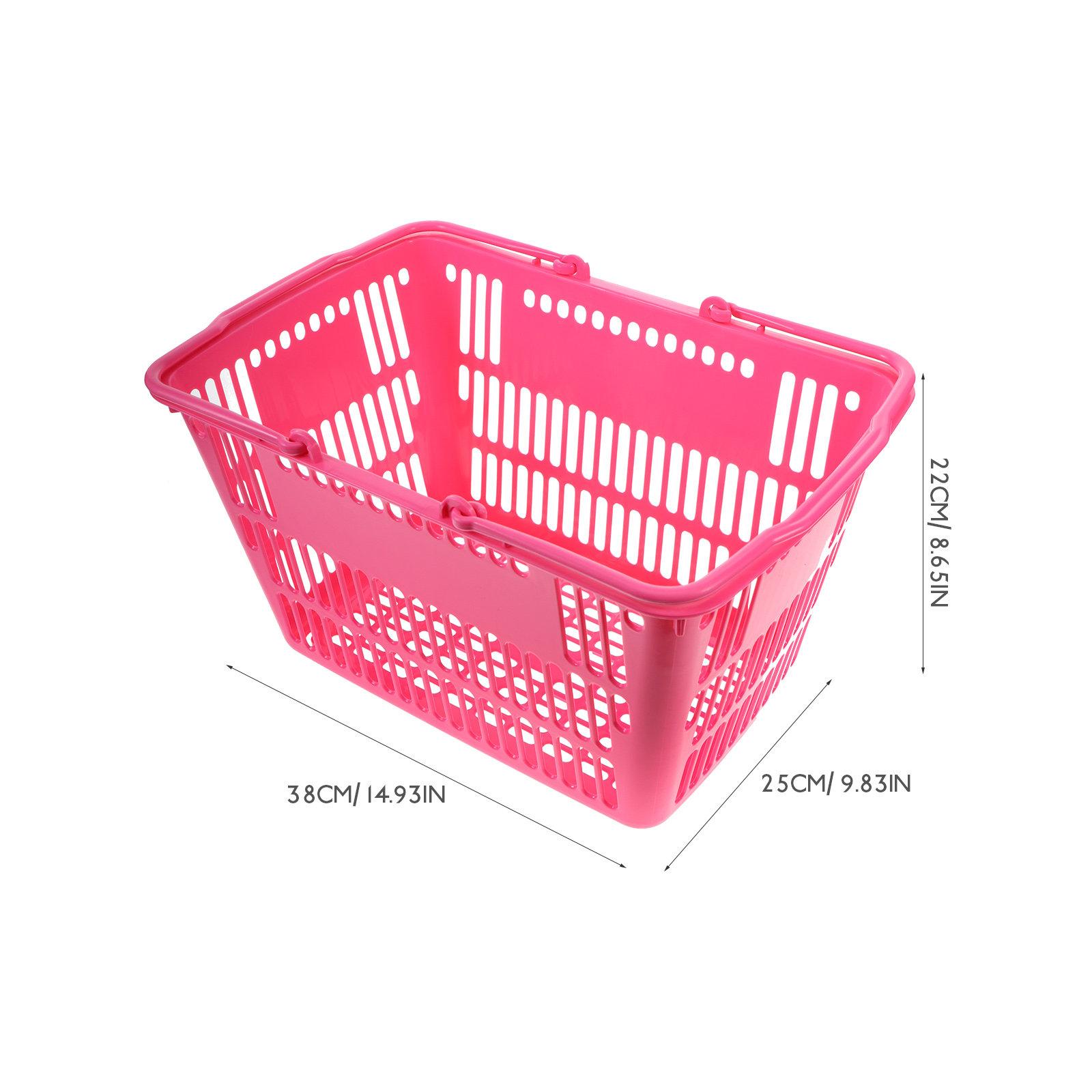 

Desktop Basket Fashionable Plastic Storage Container Handheld Grocery Basket Sundries Organizer for Cosmetics Supplies рожевий