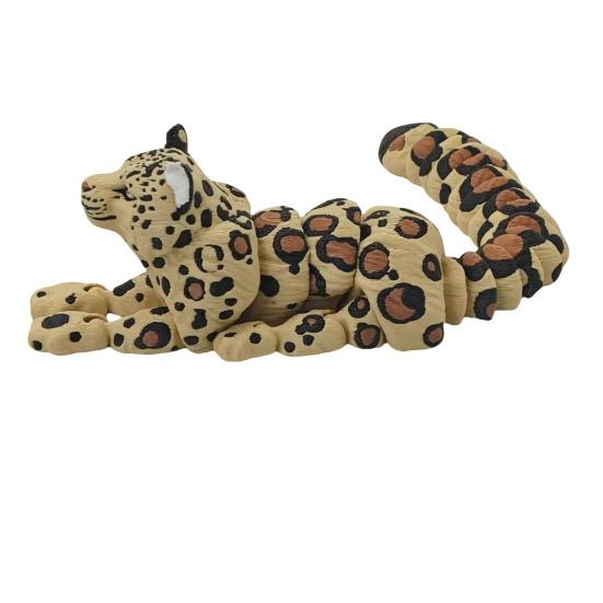 3D Printed Snow Leopard Figurine Figure Stress Relief Movable Joints Leopard Wild Animal Fidget Toy Home