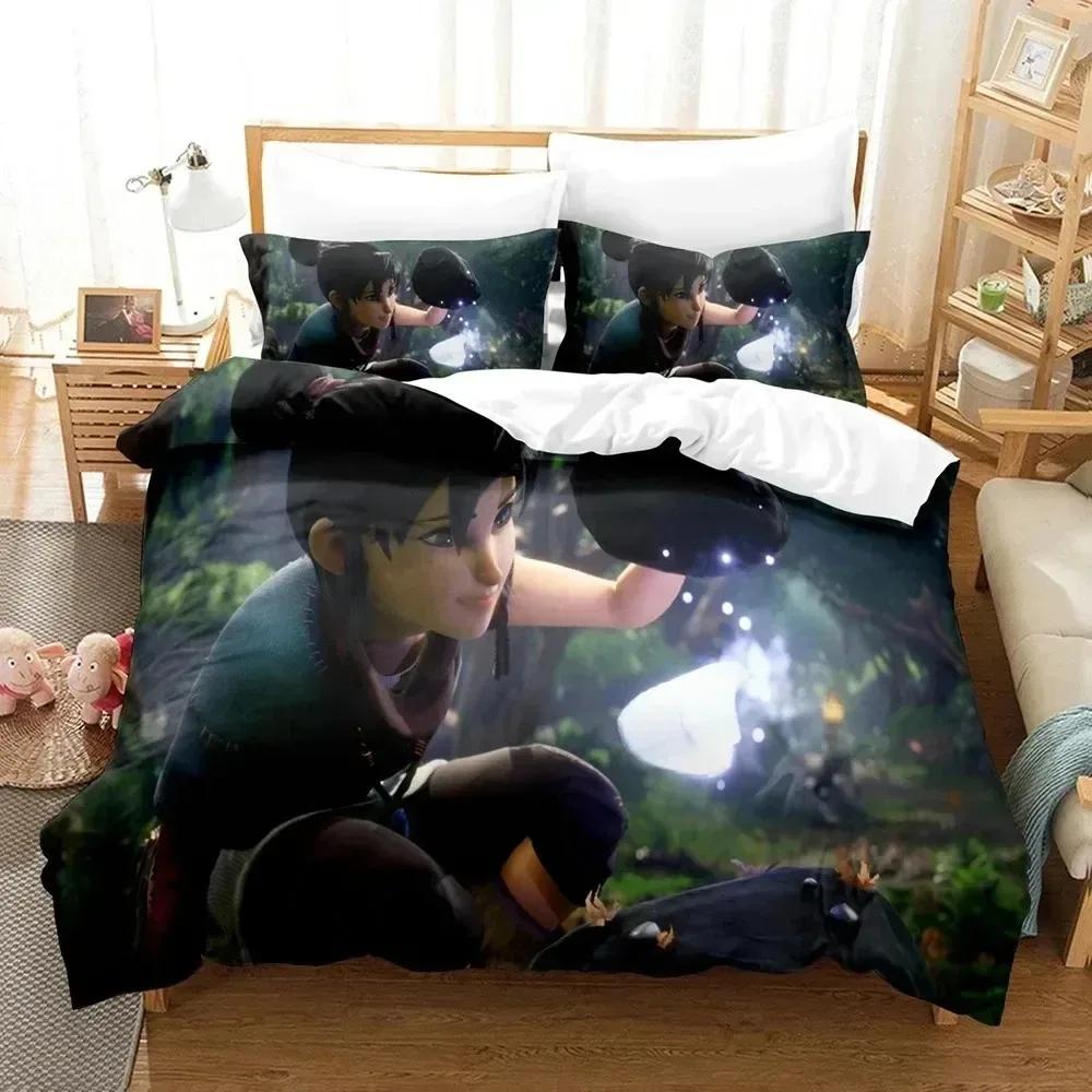 3D Anime Gra Bridge Spirits Kena Pościel Zestaw Poszewka na Kołdrę Zestaw Pościeli Poszewka na Kołdrę Poszewka na Poduszkę Kołdra Rozmiar King Queen Chłopcy Dorośli