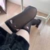 Cartoon Cartoon Face Expression Print Lolita Short Skirt Jk Stockings, Knee Socks, Cute Black Stockings