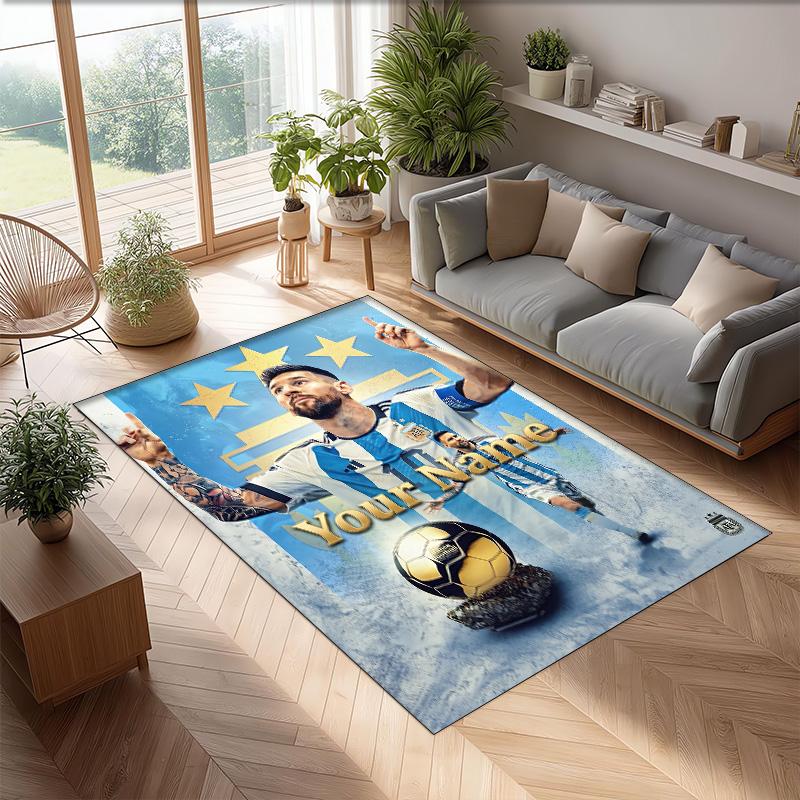 Tappeto in Cristallo Vellutato Stampato Lionel Messi Tappeto Antiscivolo in Cristallo Vellutato Per Divano Camera da Letto Decorazione Interna della Casa