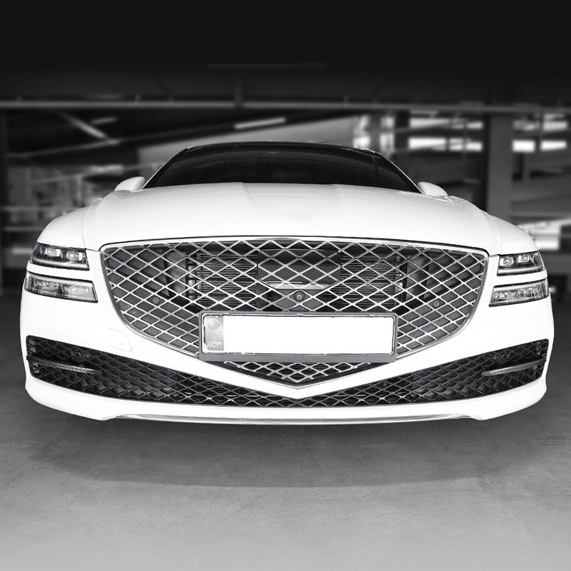 Car Exterior Accessory For Carbon Fiber Bright Black Front Bumper Fog Light Lamp Frame Trim Cover For Genesis G80 RG3 -2024