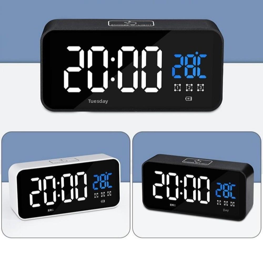 Rechargeable Battery Alarm Clock Voice Control LED Table Clock New Digital Alarm Clock Bedroom Use