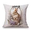 Happy Easter Decoration Art Cute Bunny Rabbit Eggs Spring Cotton Linen Sofa Throw Pillow Case Decorative Cushion Cover