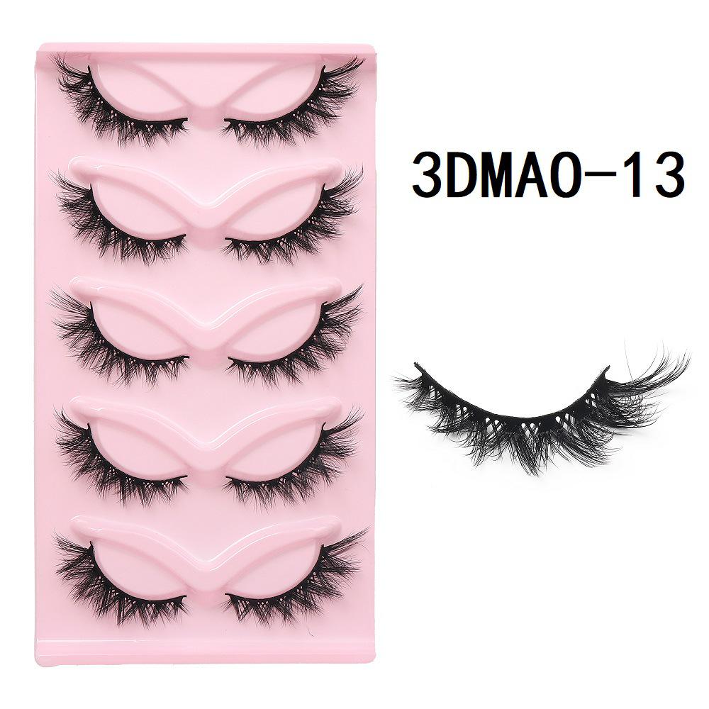 3D Cat Eye False Eyelashes - Dense Tail Lengthening Style, Pack of 5 Pairs