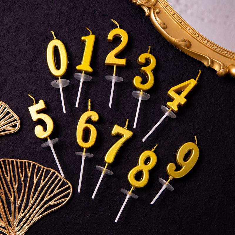 Gold Number Birthday Candles for Baby's First Birthday Cake Decoration Party Dessert Toppers