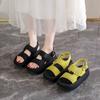 Platform-soled beach sandals women's 2025 new summer wear yellow versatile height-increasing casual sports Roman sandals