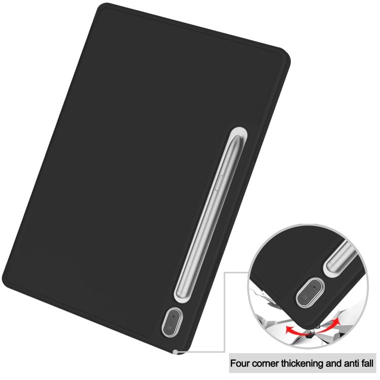 3-Fold Pure Color TPU Smart Leather Tablet Case with Pen Slot