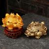 Golden Toad Resin Ashtray with Lid - Chinese Style Ornament for Home, Office, or Tea Table