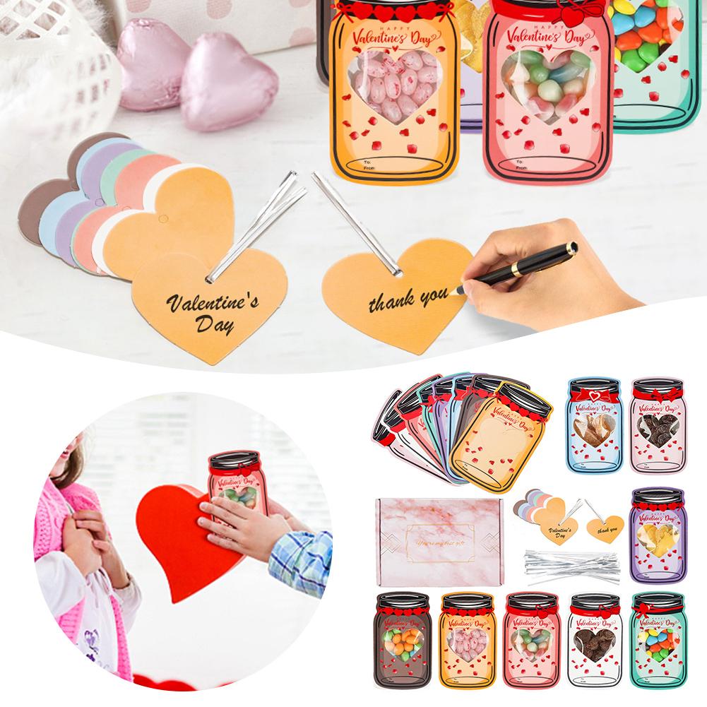 48pcs Valentine's Day Classroom Greeting Card Set Insteresting Exchange Party Favors Set For Biscuits Nut Chocolate