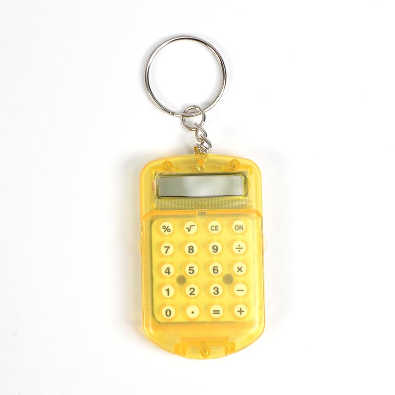 Mini Transparent Flip Calculator Keychain - Portable Creative Pocket Calculator for Students