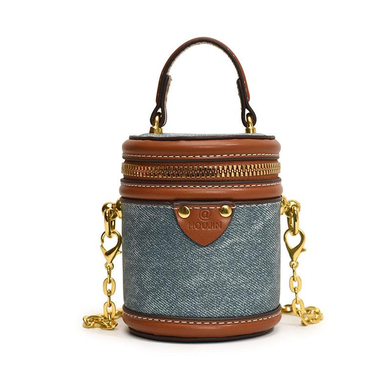 Einschultertasche, Modische Farbkombination, Stilvolle Runde Beuteltasche mit Kettenriemen, Kindertasche