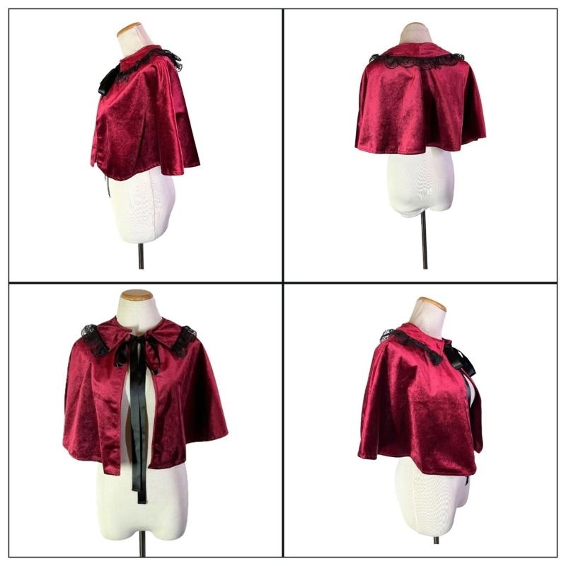 Women's Laces Velvets Cloak Renaissances Medieval Cloak Cape for Christmas Halloween Cosplay Costume Accessories Gifts
