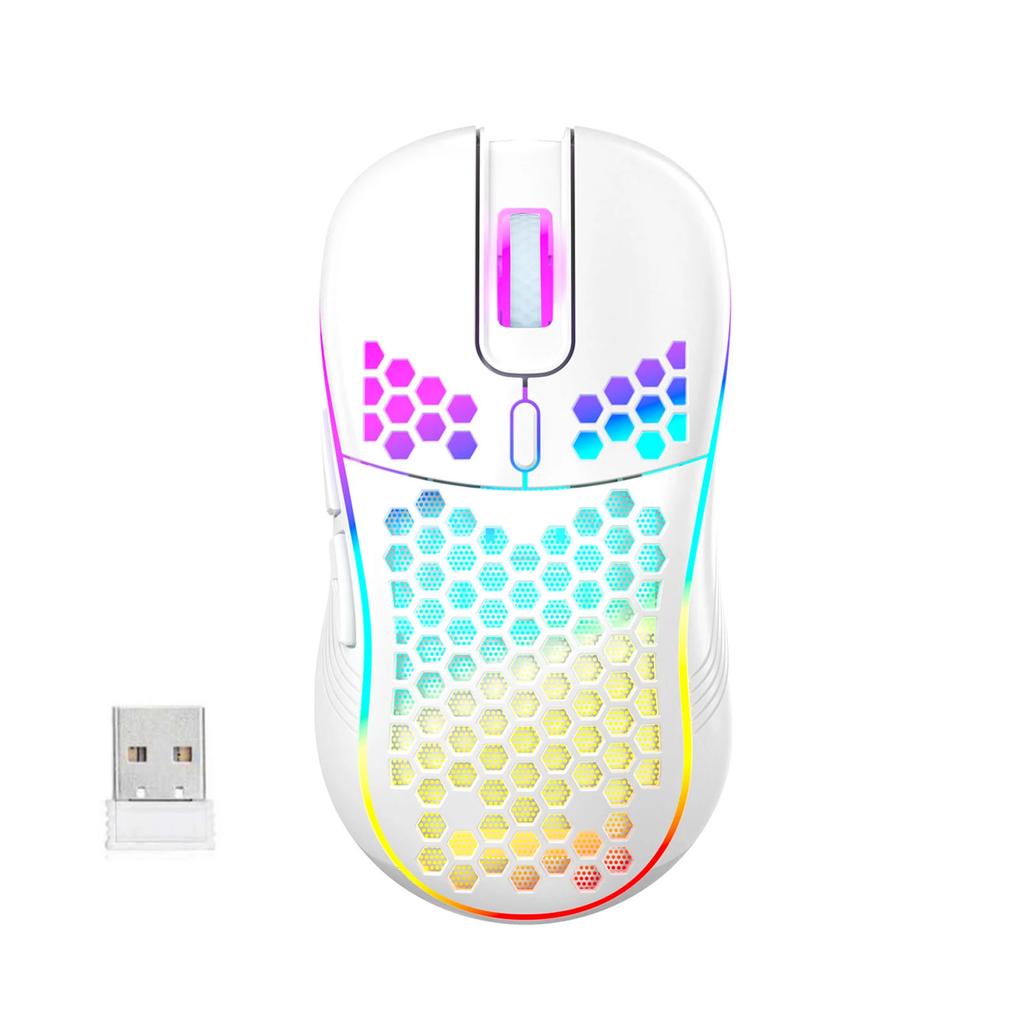 Wireless Gaming Mouse Honeycomb 2.4G USB Cordless Mouse RGB Rechargeable PC Game Mice With LED Lights